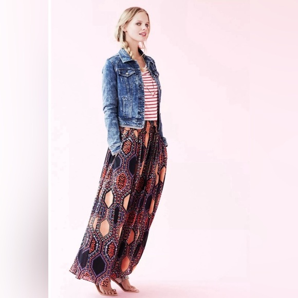 Anthropologie Maeve HexPrint Maxi Skirt  sz. XS - Picture 2 of 6